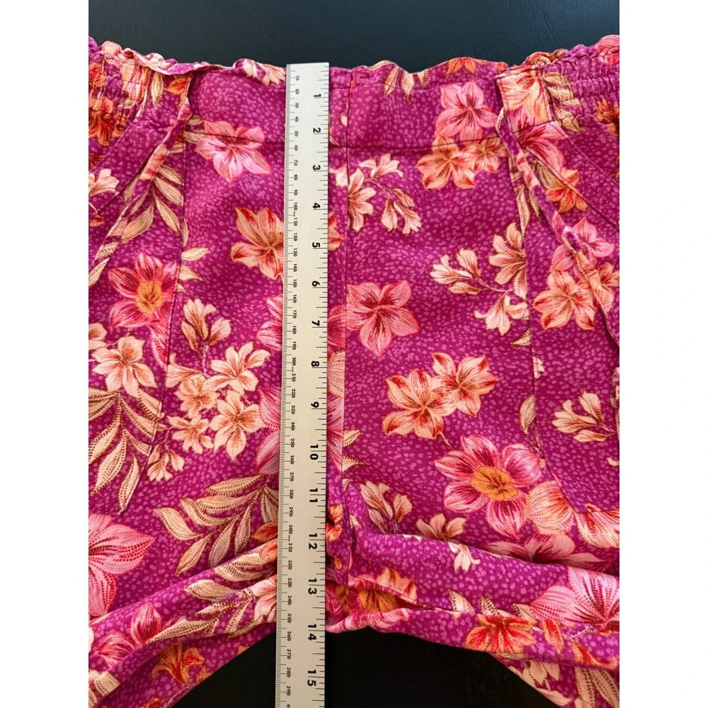Ann Taylor Linen Pants Women L Petite Wide-Leg Crop Comfort Waist Pull-On Beachy